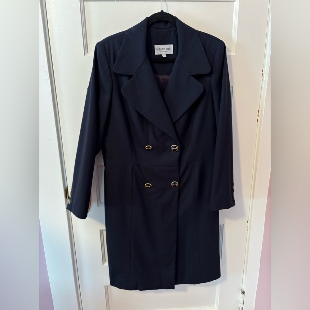 Robert Riél Collection 100% Wool Navy Jacket Double Breasted Buttons